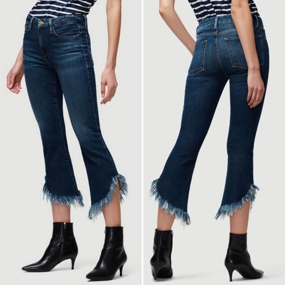 NWT Frame Denim Le Crop Mini Boot Raw Frayed Hem